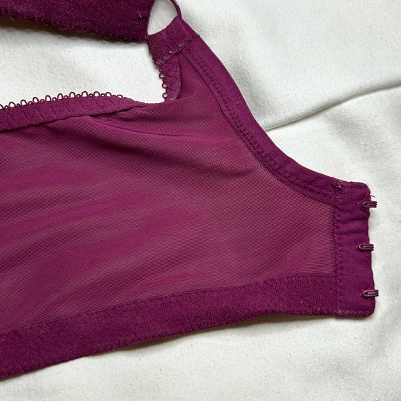 Elomi Charley Purple Stretch Lace & Mesh Plunge Bra Racerback Opt brand size 42G - Picture 11 of 14